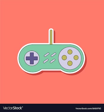 Paper sticker on background of game joystick vector image
