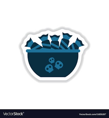 Paper sticker on background of halloween candy vector image