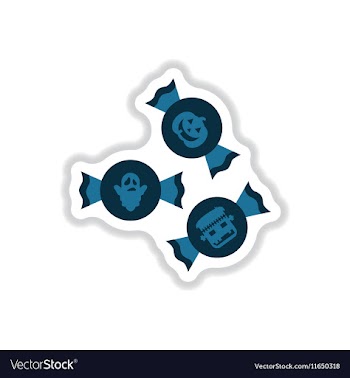 Paper sticker on background of halloween candy vector image