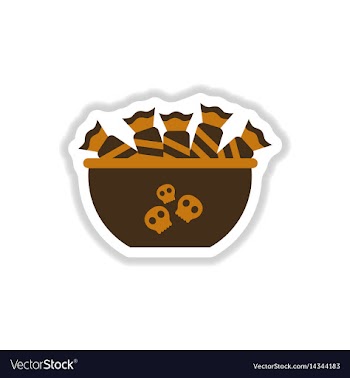 Paper sticker on background of halloween candy vector image