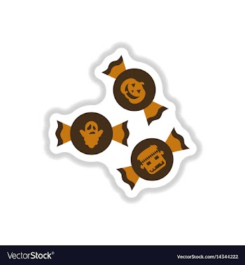Paper sticker on background of halloween candy vector image