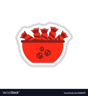 Paper sticker on background of halloween candy vector image
