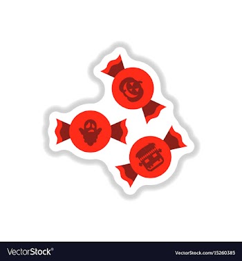 Paper sticker on background of halloween candy vector image