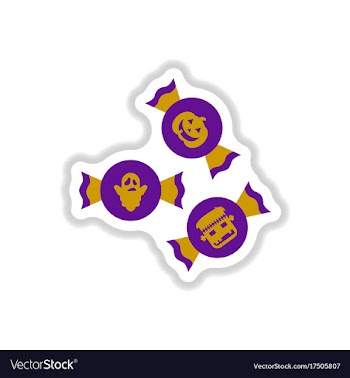 Paper sticker on background of halloween candy vector image