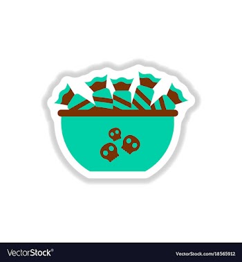 Paper sticker on background of halloween candy vector image