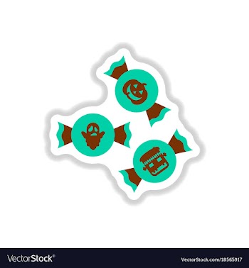 Paper sticker on background of halloween candy vector image