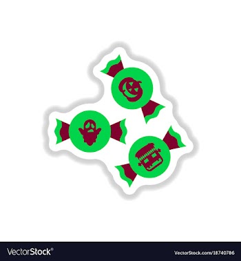 Paper sticker on background of halloween candy vector image
