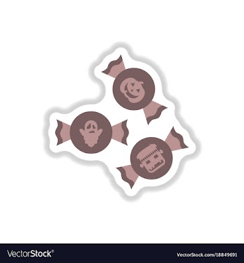 Paper sticker on background of halloween candy vector image