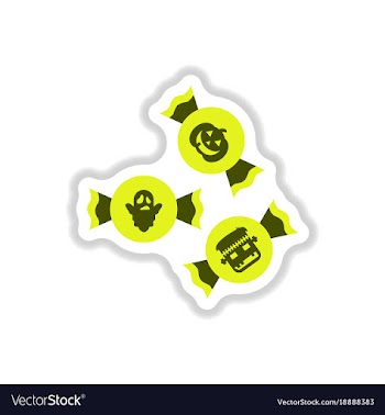 Paper sticker on background of halloween candy vector image
