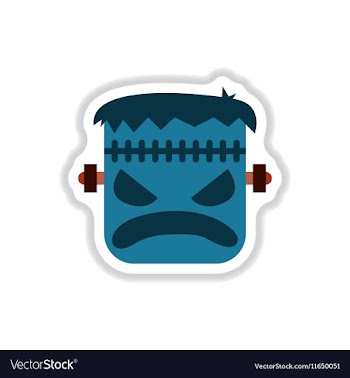 Paper sticker on background of halloween monster vector image