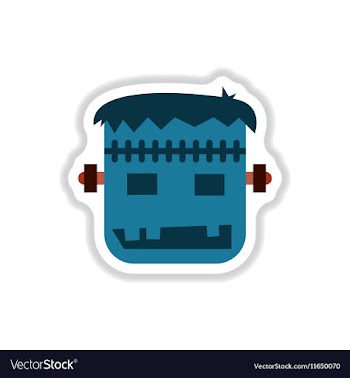 Paper sticker on background of halloween monster vector image