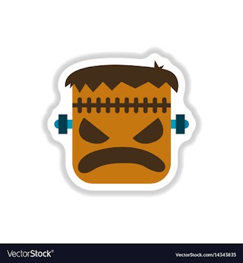 Paper sticker on background of halloween monster vector image