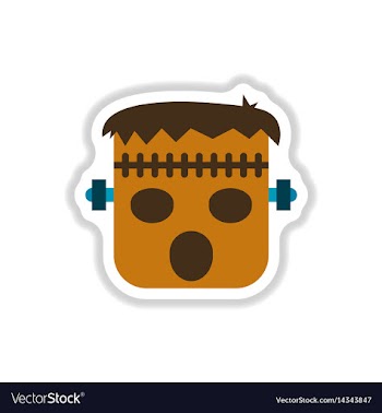 Paper sticker on background of halloween monster vector image