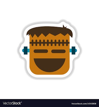 Paper sticker on background of halloween monster vector image