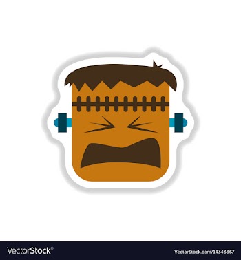 Paper sticker on background of halloween monster vector image