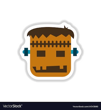Paper sticker on background of halloween monster vector image
