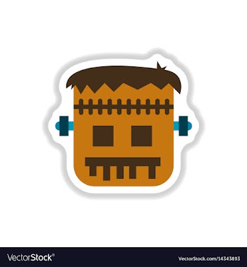 Paper sticker on background of halloween monster vector image