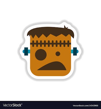 Paper sticker on background of halloween monster vector image