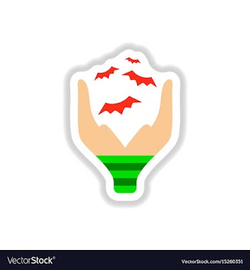 Paper sticker on background of hand bat vector image