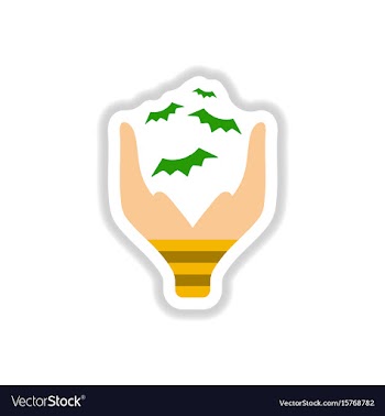Paper sticker on background of hand bat vector image