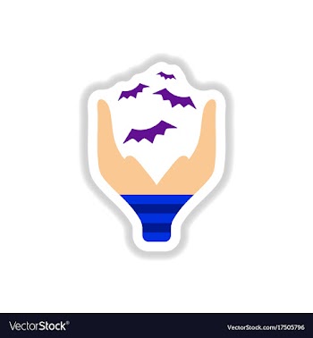 Paper sticker on background of hand bat vector image