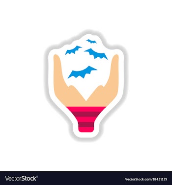 Paper sticker on background of hand bat vector image