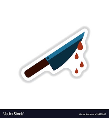 Paper sticker on background of knife blood vector image