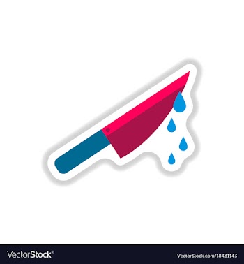 Paper sticker on background of knife blood vector image