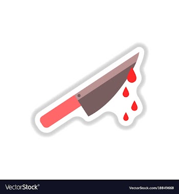 Paper sticker on background of knife blood vector image