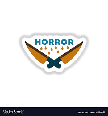 Paper sticker on background of knives horror vector image