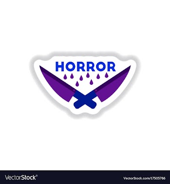 Paper sticker on background of knives horror vector image