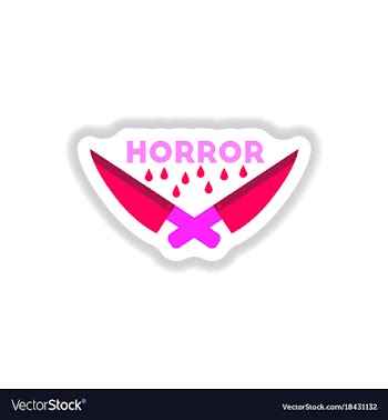 Paper sticker on background of knives horror vector image