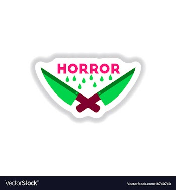 Paper sticker on background of knives horror vector image