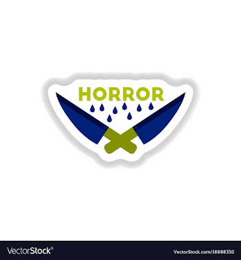 Paper sticker on background of knives horror vector image