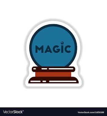 Paper sticker on background of magic ball vector image