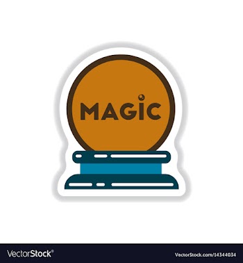 Paper sticker on background of magic ball vector image