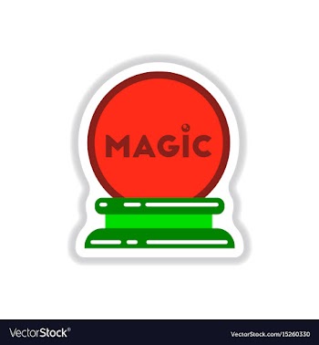 Paper sticker on background of magic ball vector image