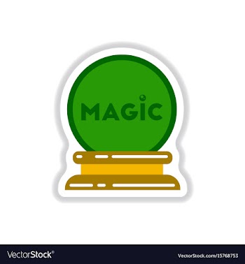 Paper sticker on background of magic ball vector image