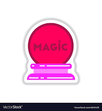 Paper sticker on background of magic ball vector image