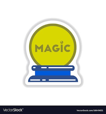 Paper sticker on background of magic ball vector image