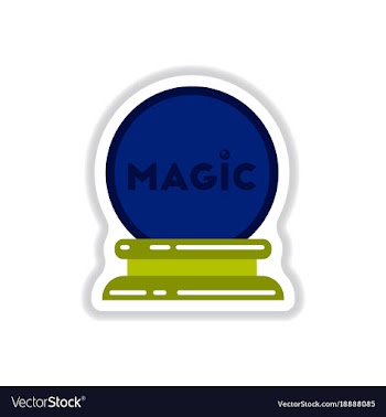 Paper sticker on background of magic ball vector image