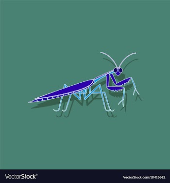 Paper sticker on background of mantis vector image