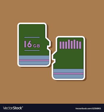 Paper sticker on background of micro SD vector image
