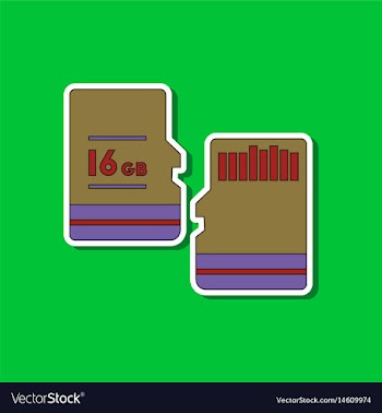 Paper sticker on background of micro sd vector image