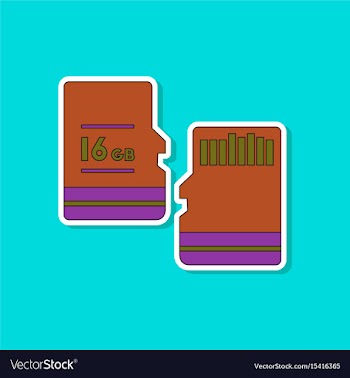 Paper sticker on background of micro sd vector image