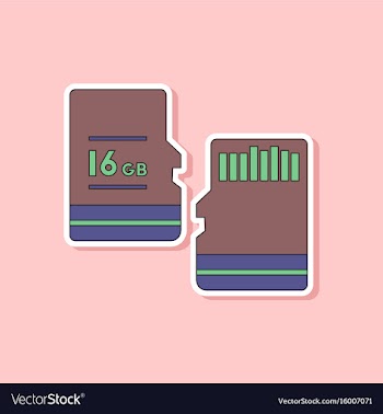 Paper sticker on background of micro sd vector image