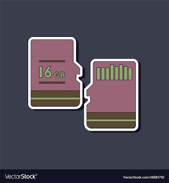 Paper sticker on background of micro sd vector image