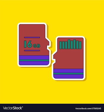 Paper sticker on background of micro sd vector image