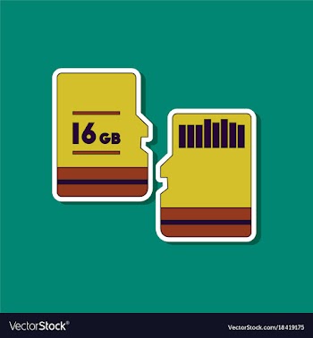 Paper sticker on background of micro sd vector image