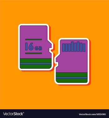 Paper sticker on background of micro sd vector image